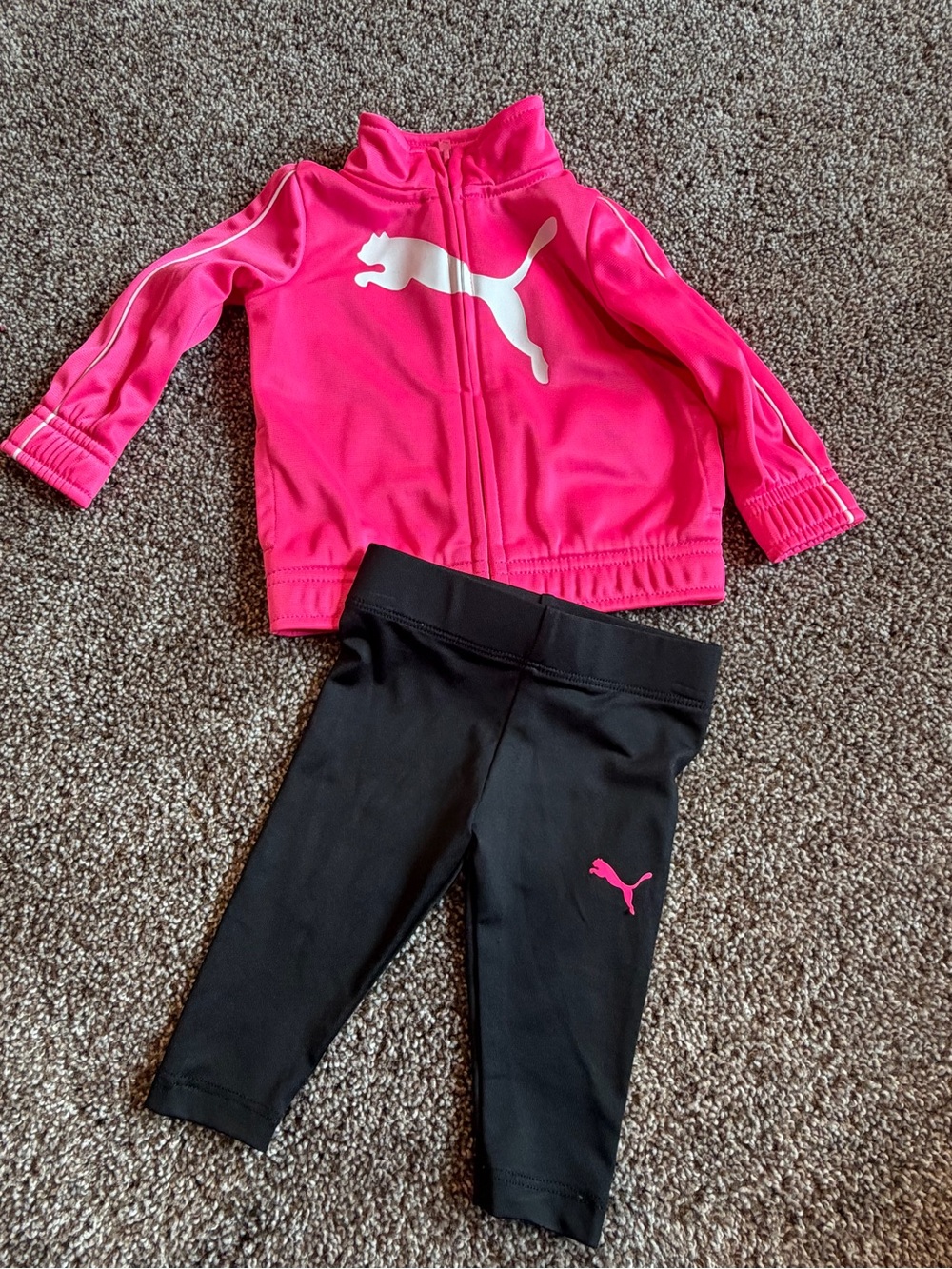 Puma Pink Zip Jacket and Black Leggings Set